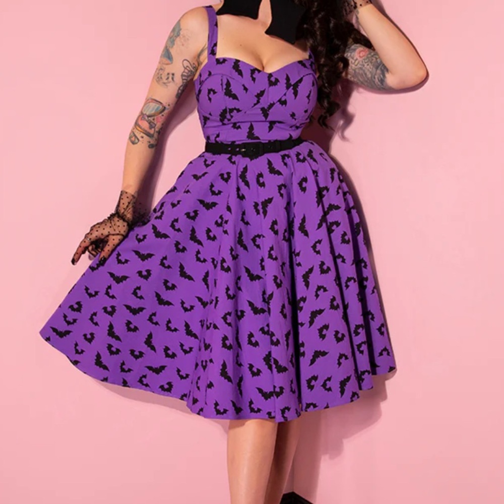 MANEATER SWING DRESS IN BAT PRINT - VIXEN BY MICHELINE PITT (ON HOLD)